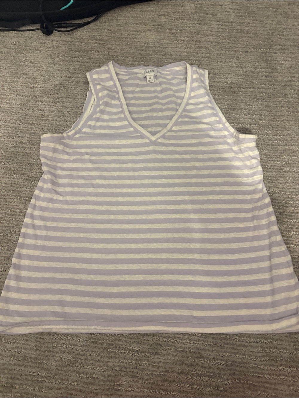 J. Crew Lavender and White Striped V-Neck Tank